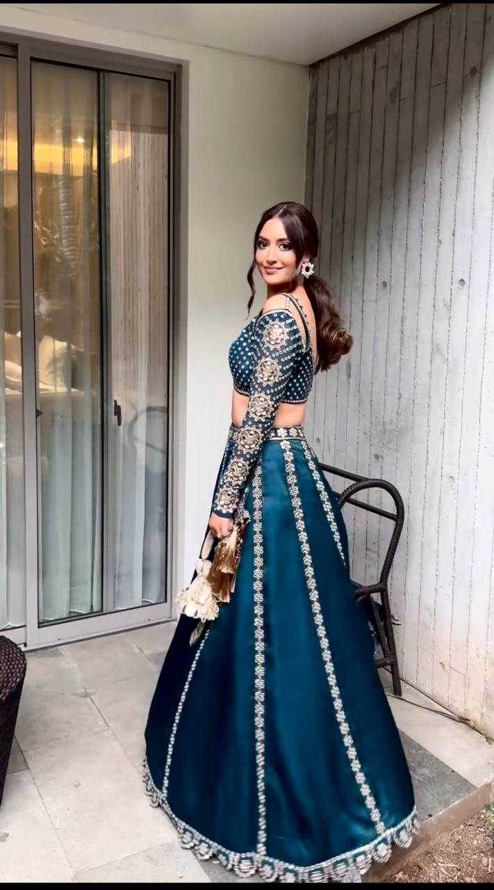 Malai Silk Zari Work Sequins Lehenga for Special Occasions - MYLUXURY LANE ENTERPRISE